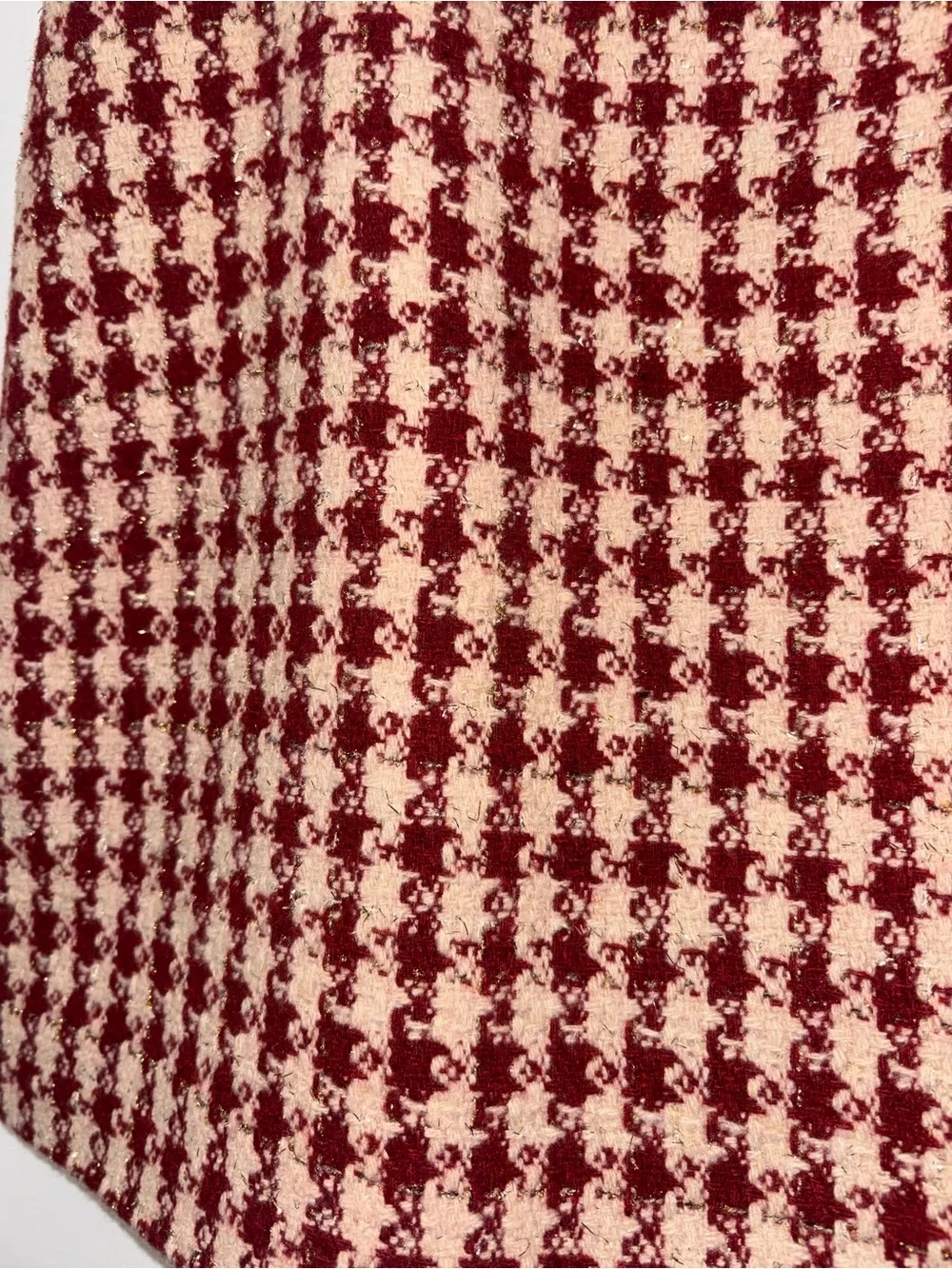 NWT - Vici Crimson and Cream Houndstooth Mini Skirt